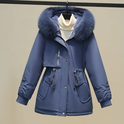 Women's Winter Quilted Vest with Fur Collar
