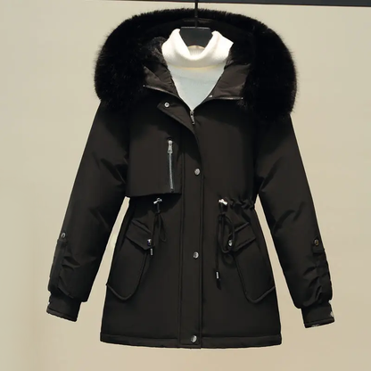 Women's Winter Quilted Vest with Fur Collar