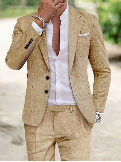 Light Linen Suit Men&