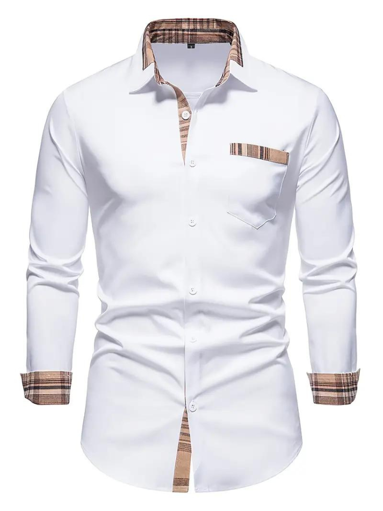 Herren Langarmhemd Modern Revers - IdealeKleiden
