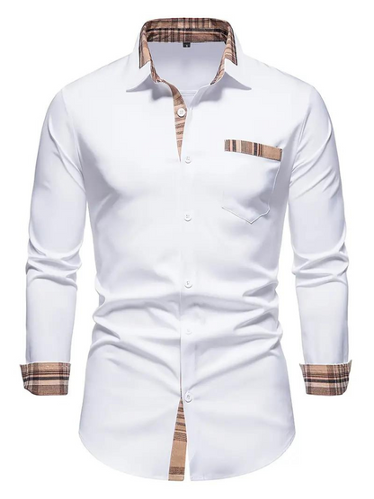 Herren Langarmhemd Modern Revers - IdealeKleiden