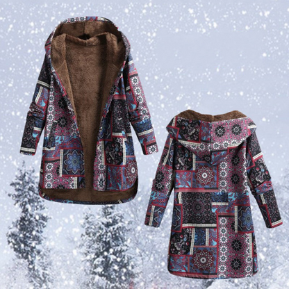 Boho Floral Print Women's Winter Coat