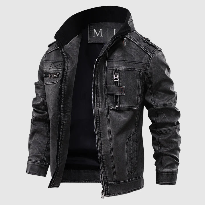 Stylische Lederjacke Damen Mitternachtsblau
