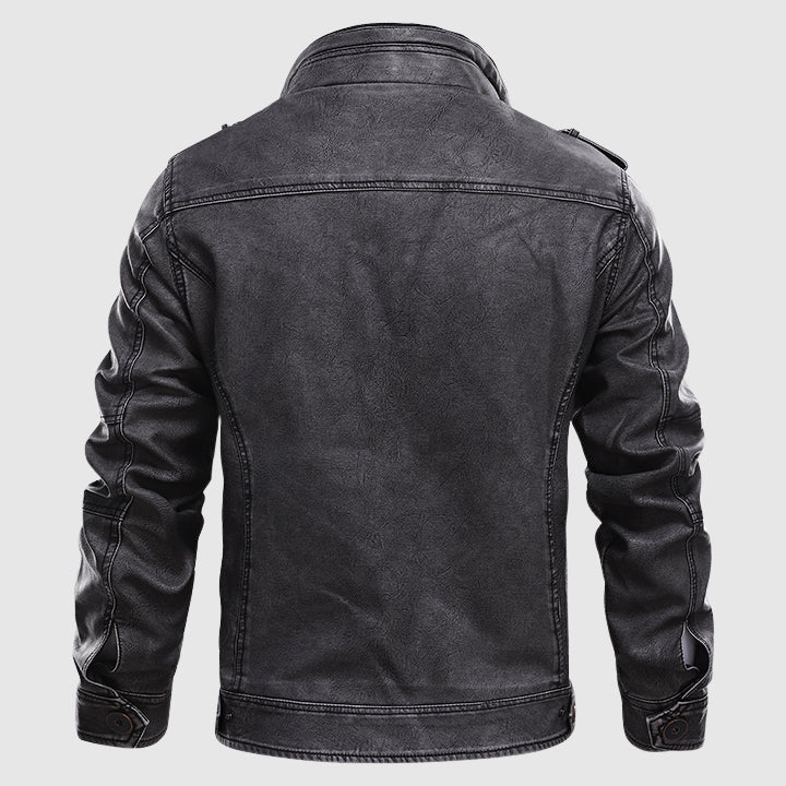 Stylische Lederjacke Damen Mitternachtsblau - IdealeKleiden