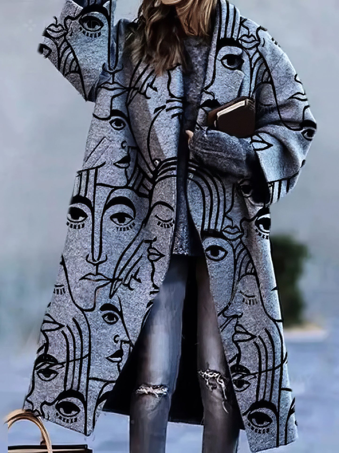 Elegant Women's Long Coat with Lapel Collar
