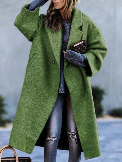 Women's Long Winter Coat Lapel Collar Elegant