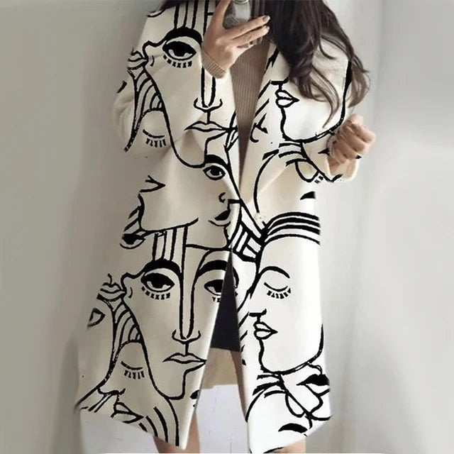 Elegant Women's Long Coat with Lapel Collar