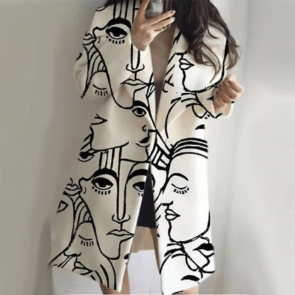 Elegant Women's Long Coat with Lapel Collar