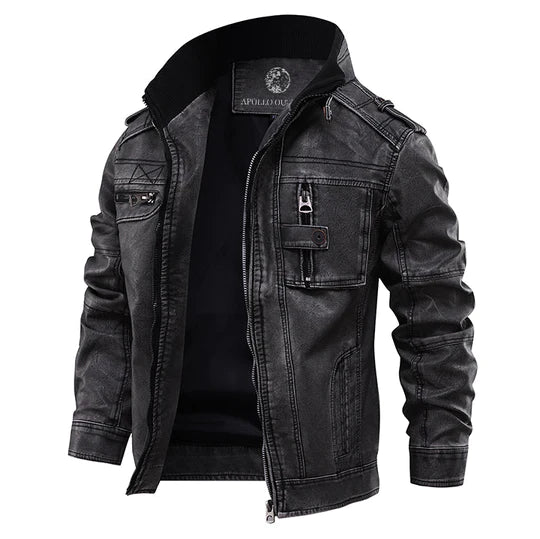 Stylish Men's Leather Jacket Classic Design