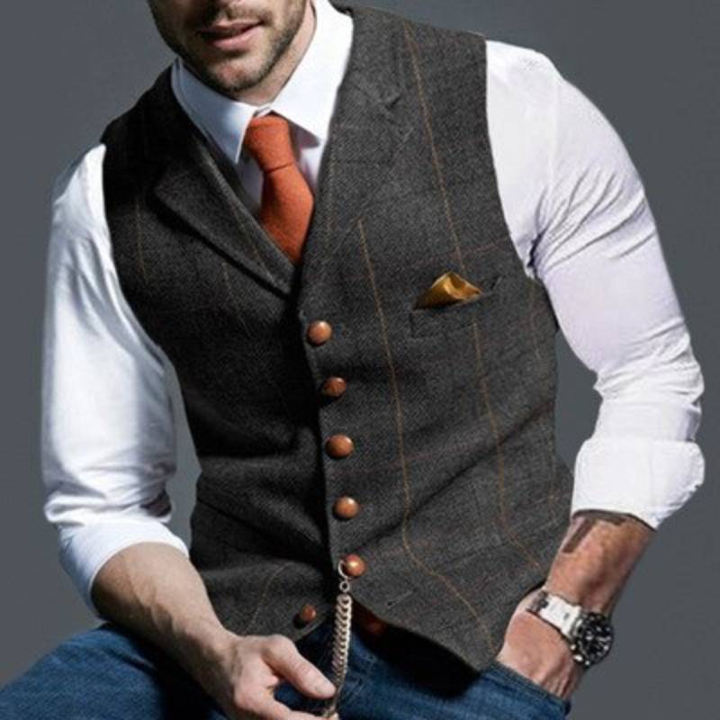 Men's Plaid Vest Modern Cut