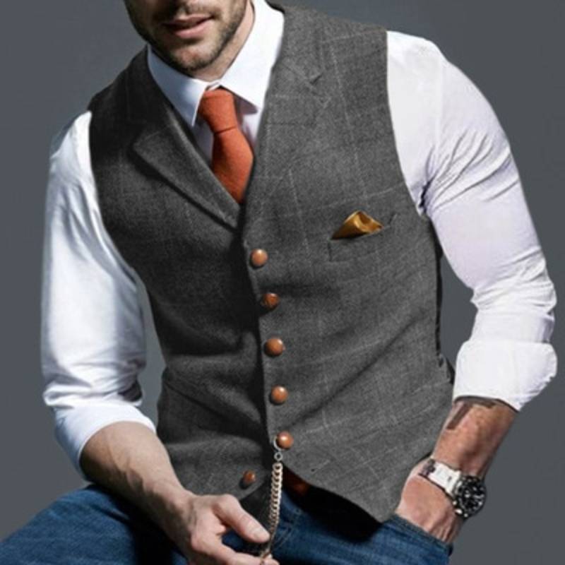 Men's Plaid Vest Modern Cut
