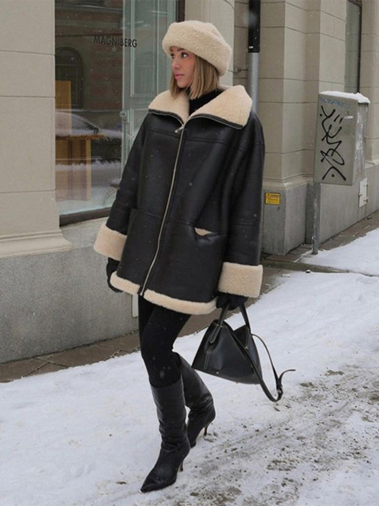 Damen Winterjacke Warm Pelzdetail Weich - IdealeKleiden