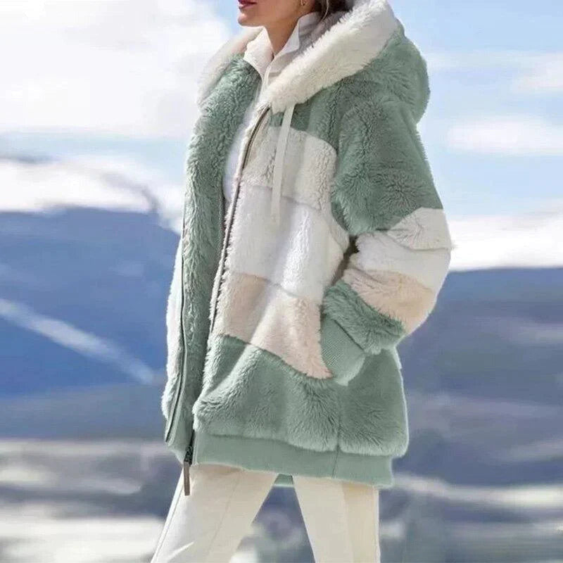 Soft Tweed Hoodie Women's Cuddly Jacket Wool Filling