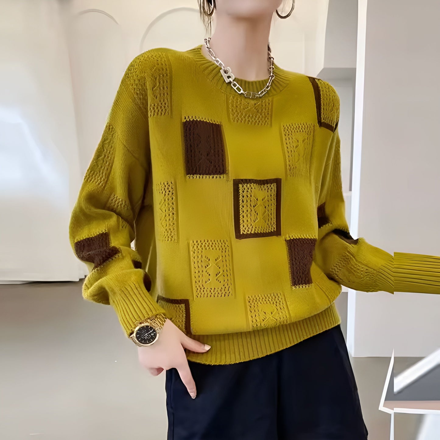 Women's Scarf Knit Sweater Elegant