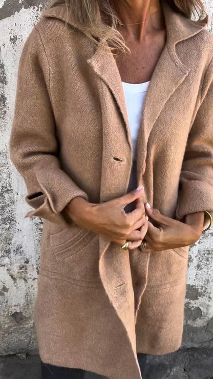 Long Women's Coat Wool Blend Classic Fitted