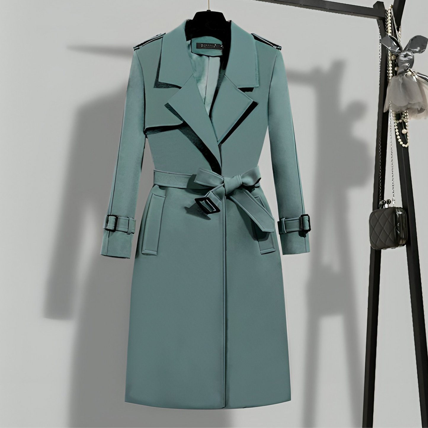 Stylish Women's Elegant Black Trench Coat