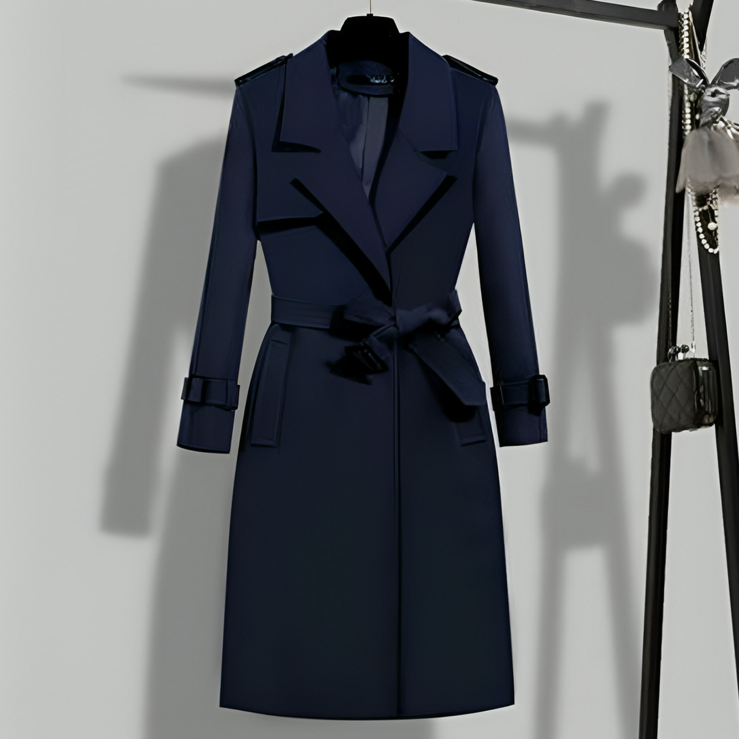 Stylish Women's Elegant Black Trench Coat
