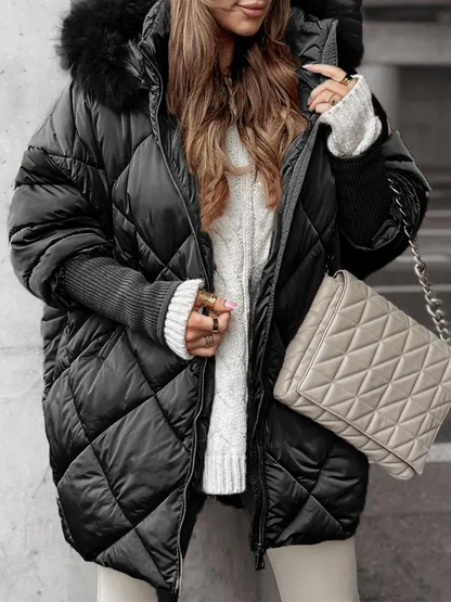 Women's Winter Coat Long-sleeved with Fur Trim