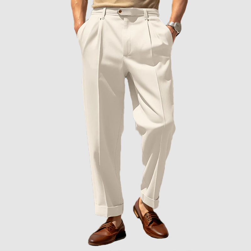 Men's Suit Pants Straight Leg Pleated Business Chic