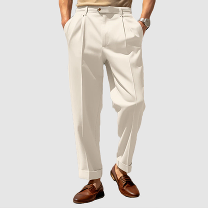 Men's Suit Pants Straight Leg Pleated Business Chic