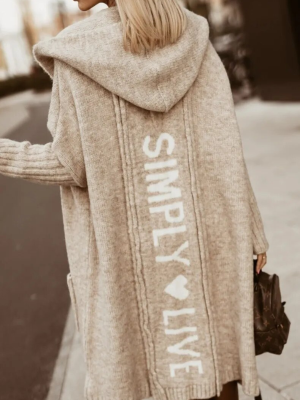 Snuggly Long Cardigan Hood Soft and Warm