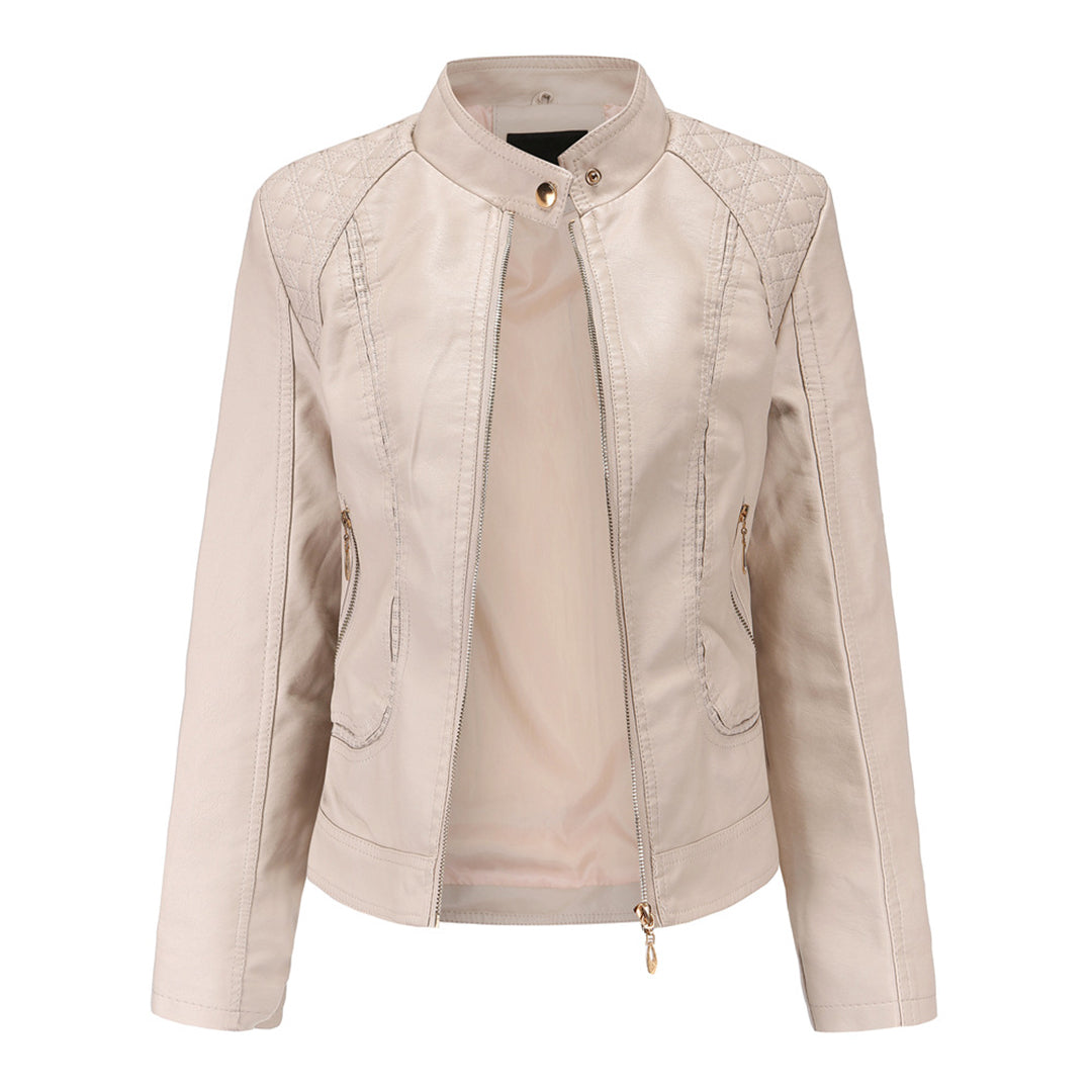 Elegant Women's Black Leather Jacket Leather Protection