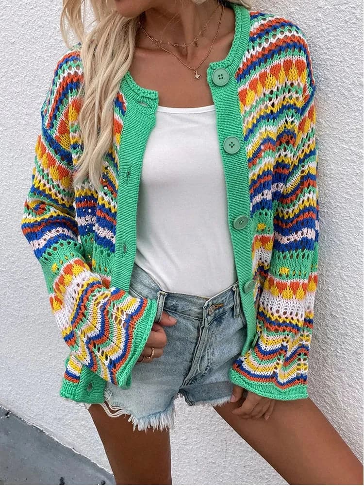 Women's Scarf Cardigan Light Knitted Breathable