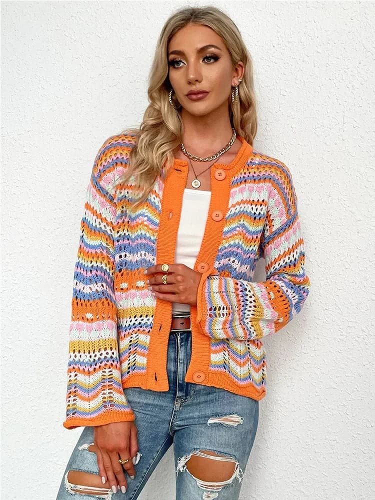 Women's Scarf Cardigan Light Knitted Breathable