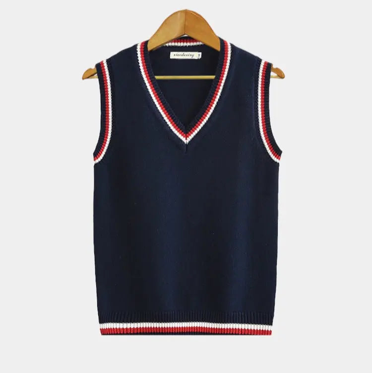 Men's Sleeveless V-Neck Modern Knit Sweater