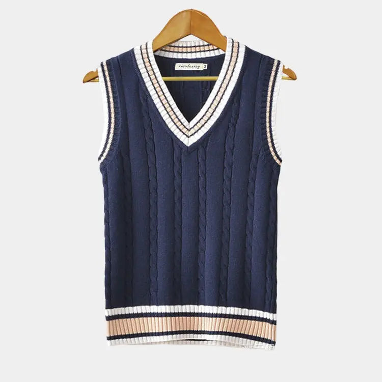Men's Sleeveless V-Neck Modern Knit Sweater
