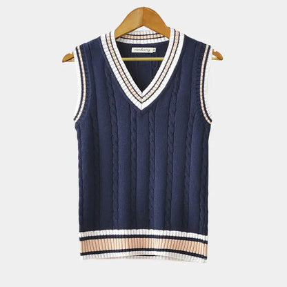Men's Sleeveless V-Neck Modern Knit Sweater