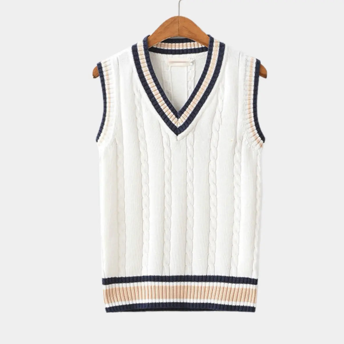 Men's Sleeveless V-Neck Modern Knit Sweater