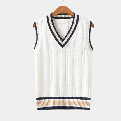 Men's Sleeveless V-Neck Modern Knit Sweater