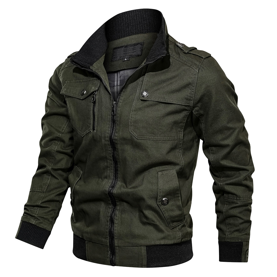 Men's Bomber Jacket Stand-Up Collar Zipper Pocket