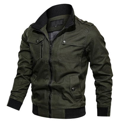 Men's Bomber Jacket Stand-Up Collar Zipper Pocket