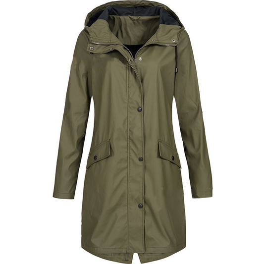 Wasserdichte Outdoorjacke Lang Schwarz Winddicht - IdealeKleiden