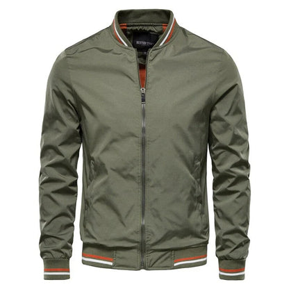 Men's Modern Black Leather Bomber Jacket