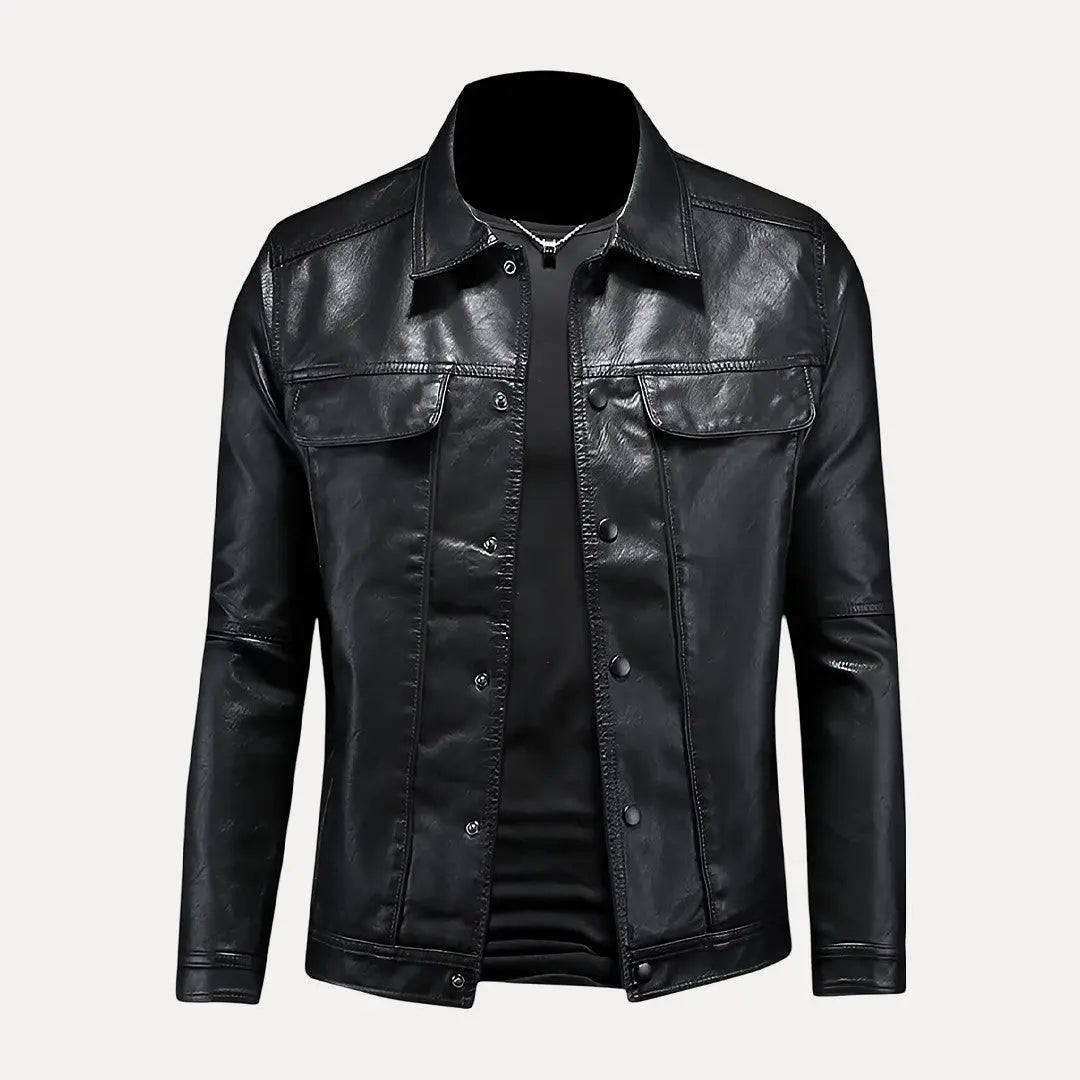 Fashionable Leather Jacket Adventure Look