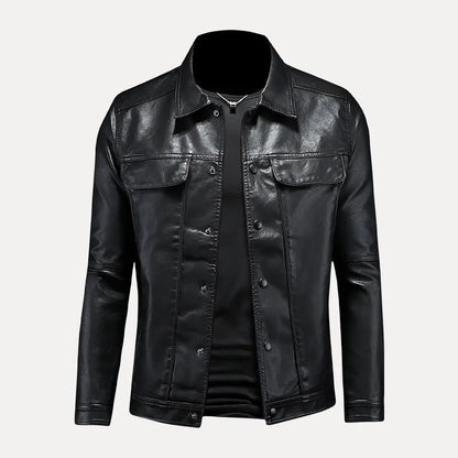 Fashionable Leather Jacket Adventure Look