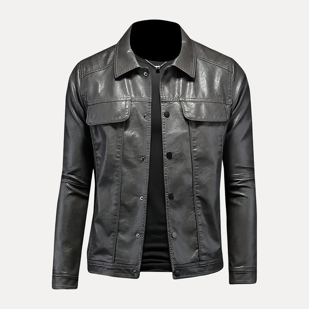 Fashionable Leather Jacket Adventure Look