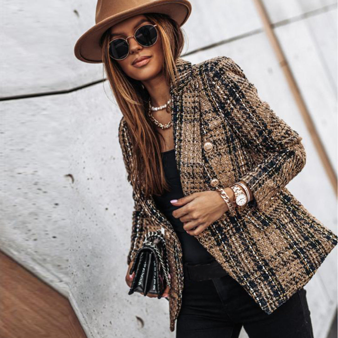Damen Daunenjacke Knopfblazer Elegant Lässig - IdealeKleiden