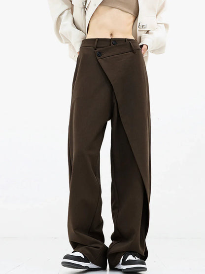 Women's Wide Leg Trousers with Buttons