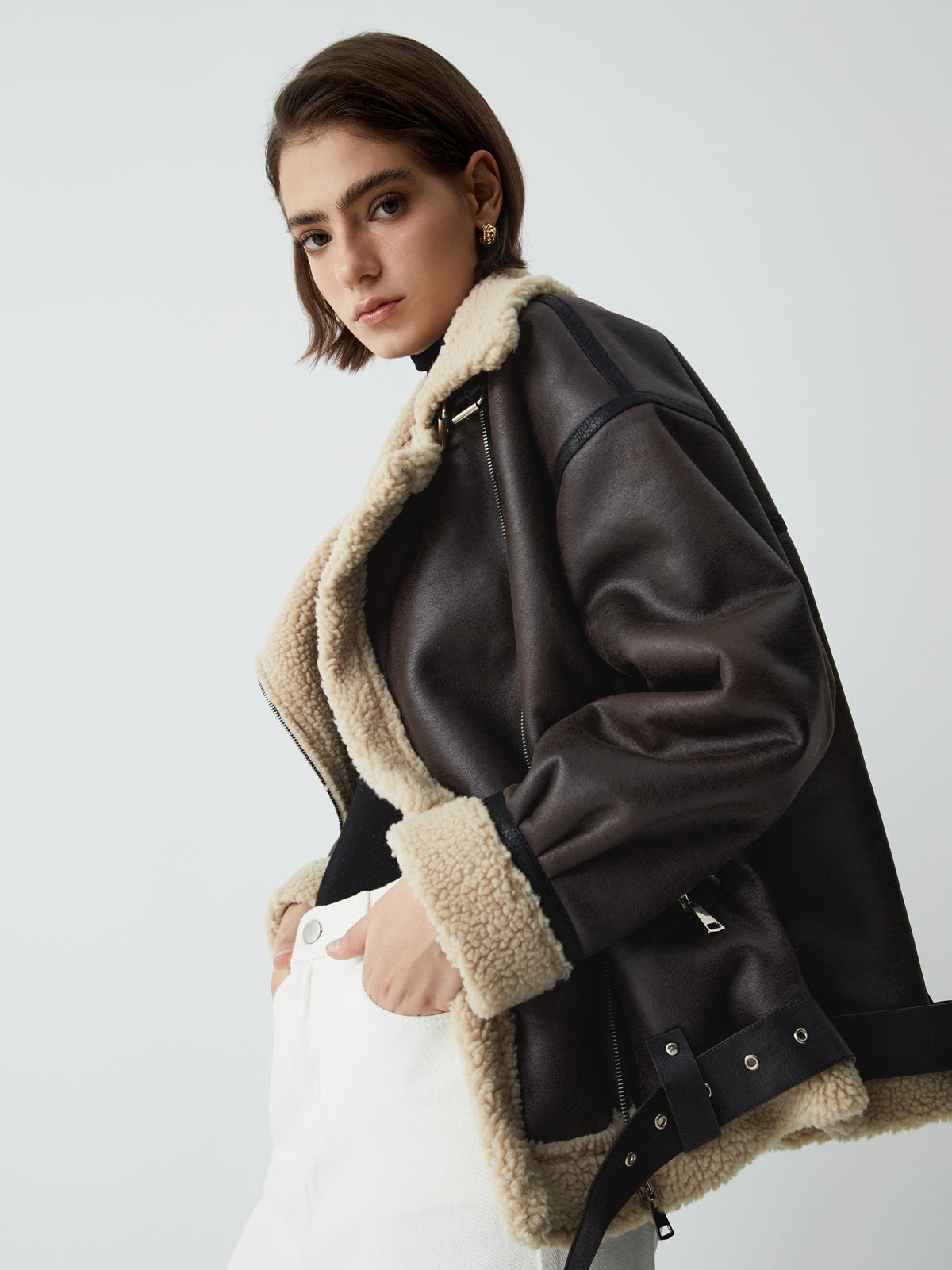 Elegant Brown Leather Jacket for Women