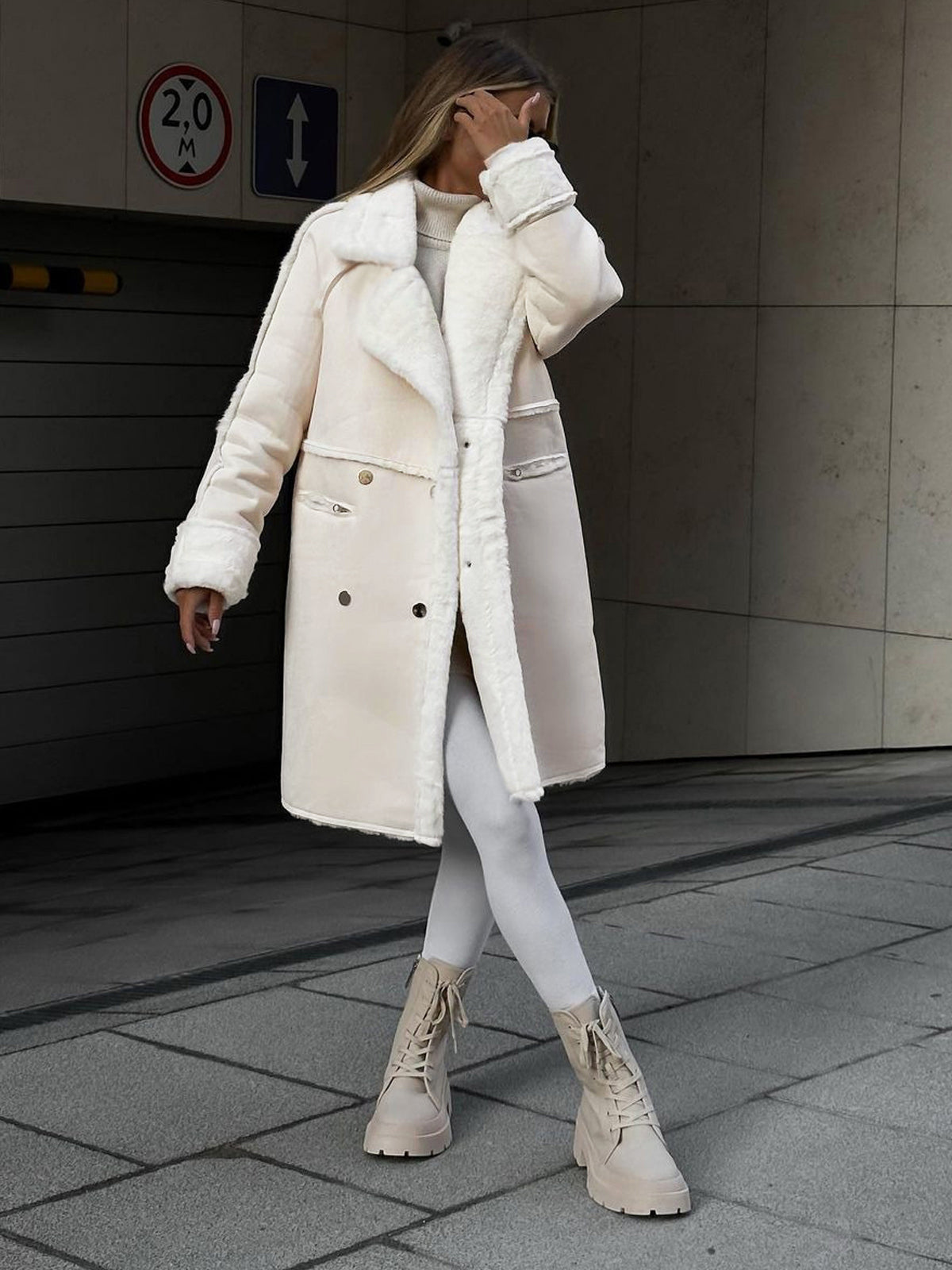 Women's Oversized Faux Shearling Coat → Women's Oversized Faux Fur Winter Coat