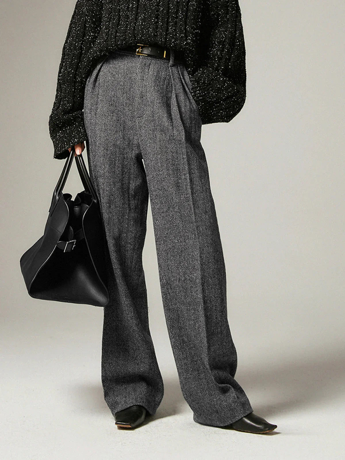 Damen Chino-Hose Grau Elegant - IdealeKleiden