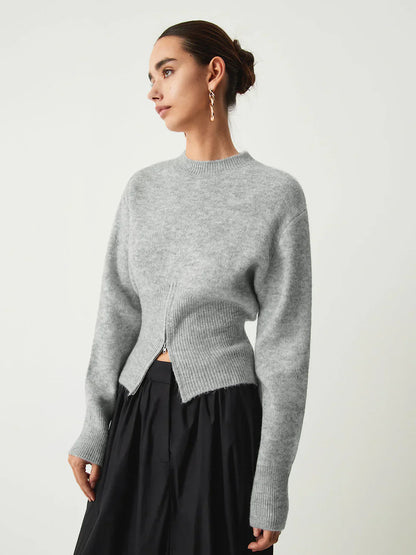 Damen Pullover Mit Halbzipper Modern Design - IdealeKleiden