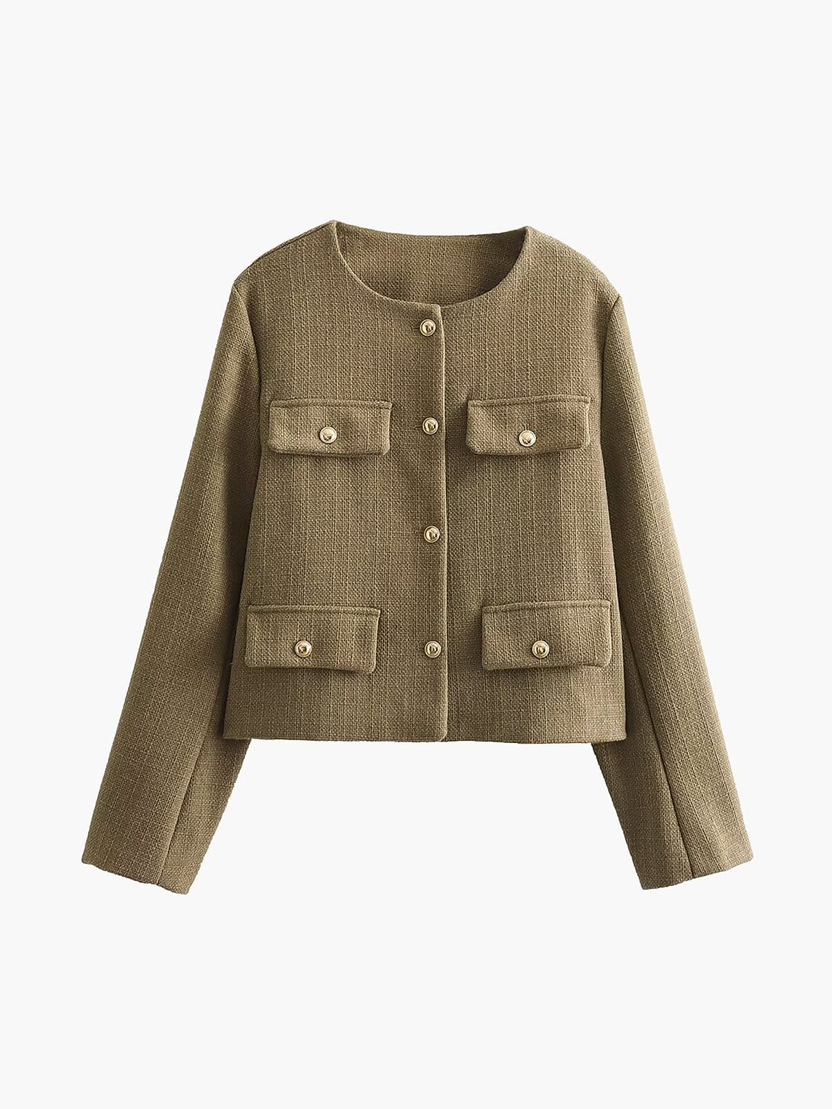 Elegant Ladies' Tweed Jacket with Gold Buttons