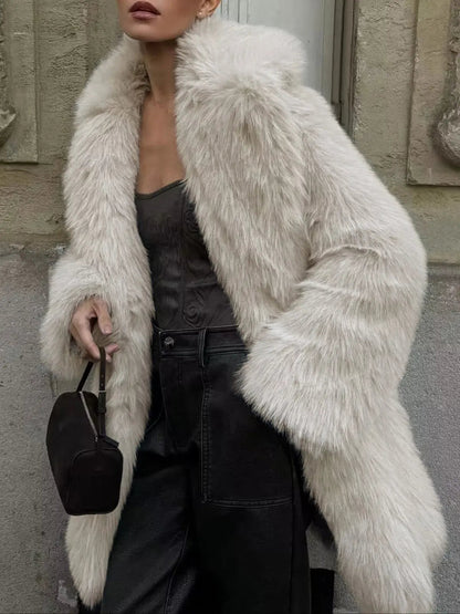 Soft Faux Fur Coat Loose Fit Oversize Design