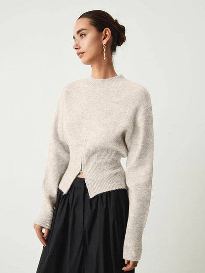 Women's Sweater with Half-Zip Modern Design