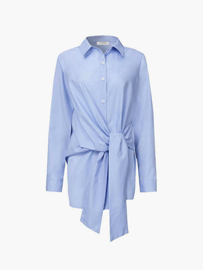 Elegant Women's Shirt with Belt Cropped Design